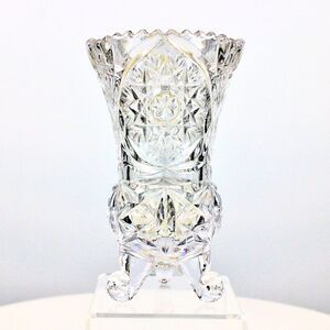 Lead Crystal Footed Vase Vintage 80s Anna Hutte Bleikristall Cottagecore German